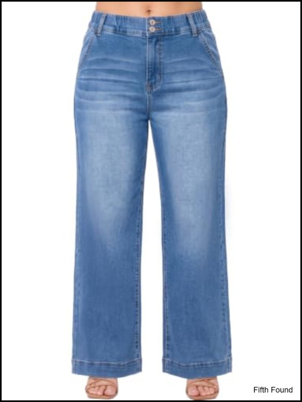 Plus Size High Waisted Wide Leg Straight Denim Jeans